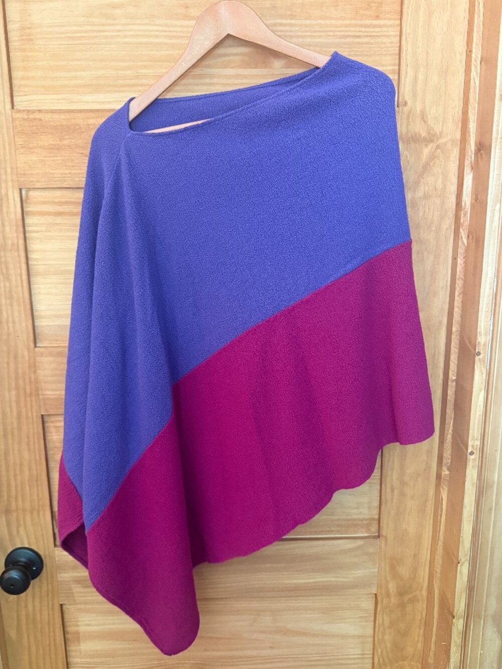 Margaret Winters Purple Colorful Colorblock 100% Cotton Asymmetric Shawl OneSize